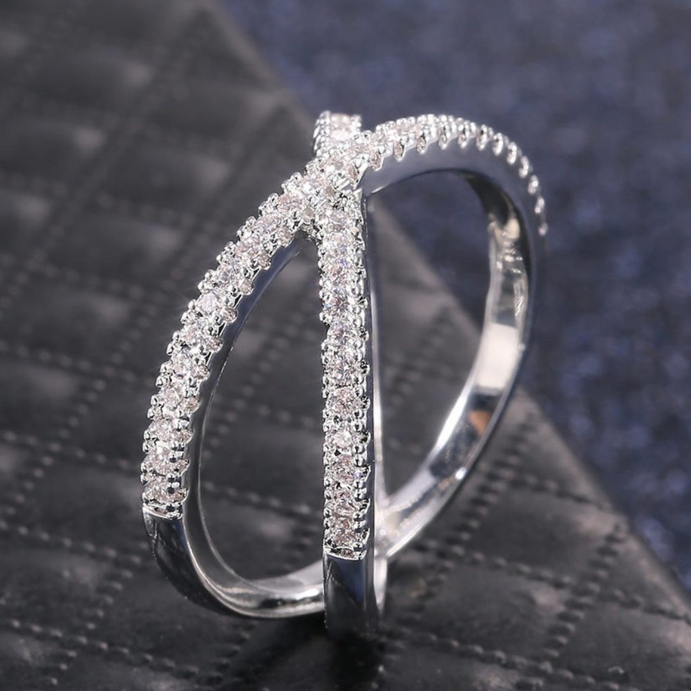 NEW 925 Silver Diamond Infinity Cross Ring - Picture 6 of 8